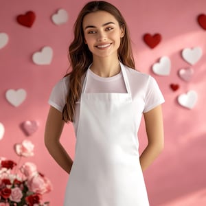 Valentine Apron Mockup, Romantic Kitchen Apron, Heart Themed Apron, Valentine&#39;s Day Gift, Cooking Apron for Valentine&#39;s Day