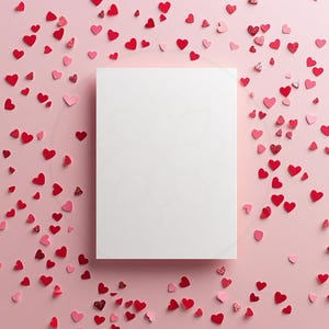 Valentijnsdag kaartmodel, Love Hearts digitaal mockup, weergavesjabloon wenskaart, romantisch kaartmodel, voorbeeld kaartontwerp