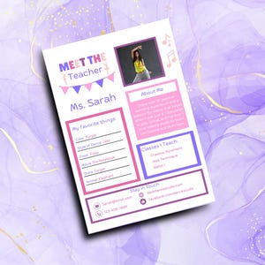 Meet My Dance Teacher Editable Canva Template | Digital Dance Studio Printable | Customizable Teacher Intro Sheet | Dance Class Resource