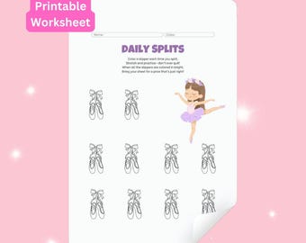Ballet Slippers Practice Tracker for Dancers | Printable PDF Worksheet | Splits Practice Reward Sheet | Dance Studio Motivation Tool