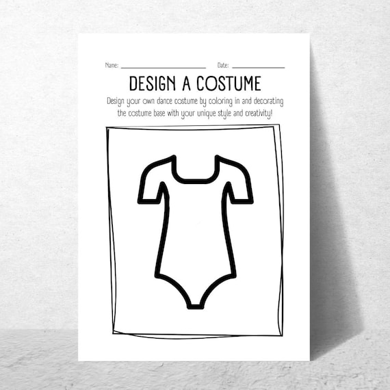 Dance Costume Design Worksheets | Printable Coloring Pages for Kids | Digital PDF Download