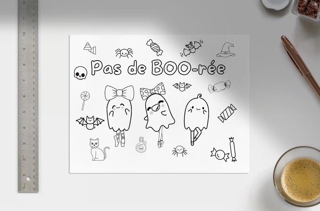 Pas De Boo-rée Halloween Ballet Coloring Page | Printable PDF Dance ...