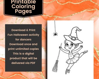 Halloween-Themed Dancer Coloring Pages – Printable PDF for Kids, Moms & Dance Studios – Fun Halloween Activity for Dancers and Kids