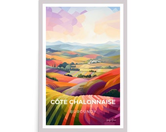 Explore Burgundy's Charm with the Côte Chalonnaise Wine Region Poster Print - Perfect for Any Wine Lover's Decor, French Wine Region Series