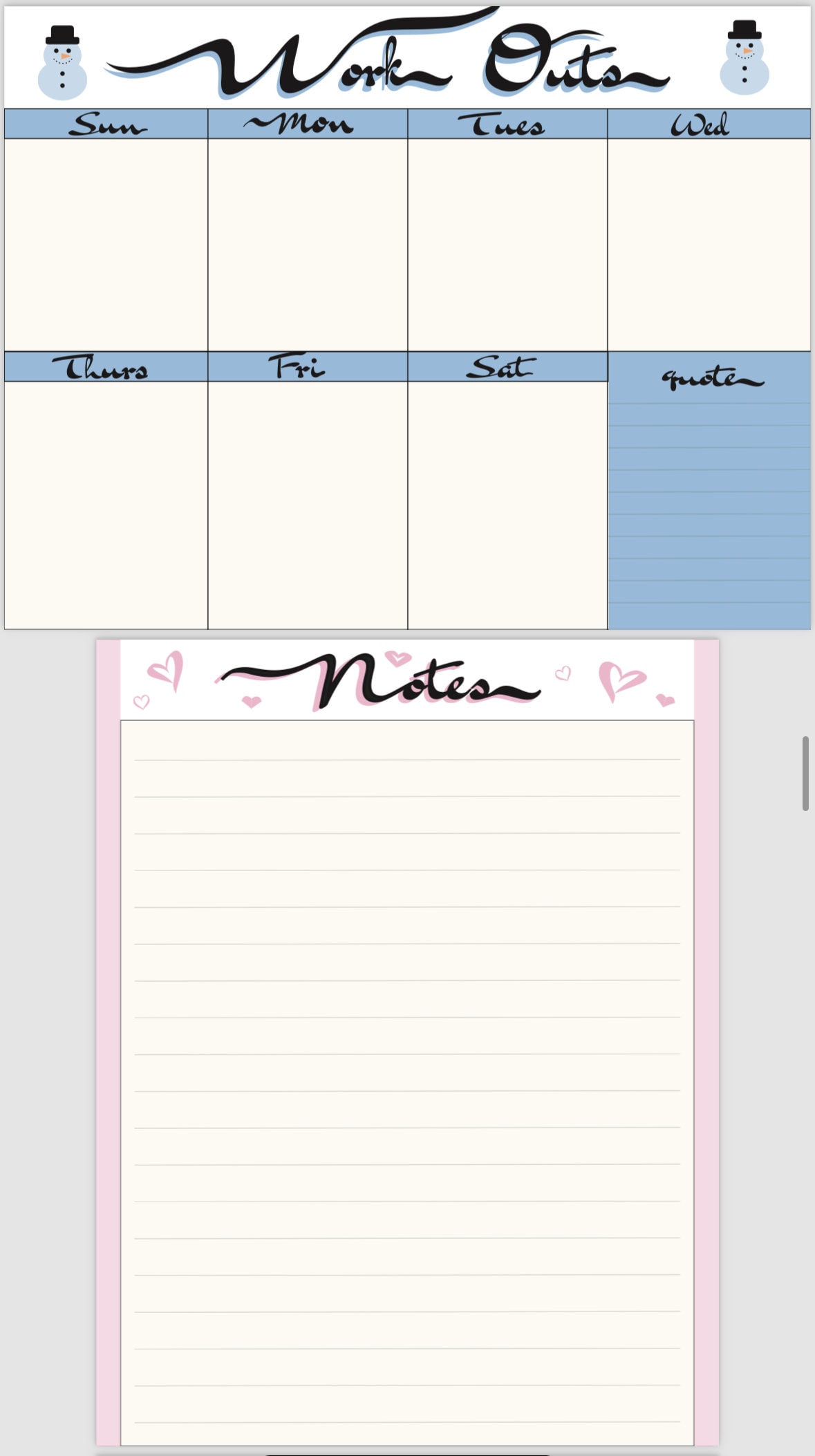 Printable Calendar With Task List, Workout Planner, Meal Planner ...