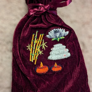 Velvet Embroidered Tarot Bag, Holder for tarot, crystals, and any spiritual divination tools.  5 colors to pick from, perfect gift for all!