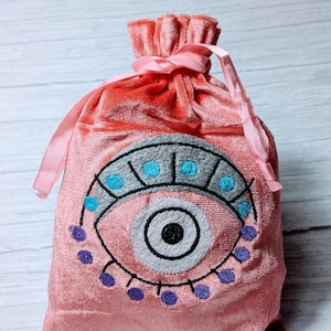 Velvet Embroidered Bag. Can be used for Tarot Cards, Runes, Crystals, or any spiritual divination tools.  Unique gift ,embroidered pouch.