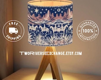 Midnight Western Desert Stars Tripod Table Lamp, Bedside Lamp, Desk Lamp, Cowboy Lamp, Western Décor, Perfect Nursery Lamp, Unique Gift