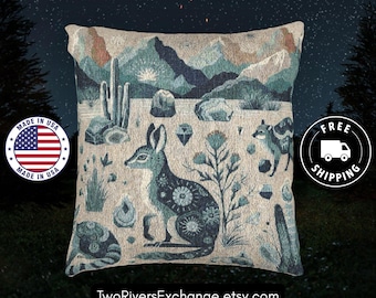 Moonlit Desert Whisper Woven Throw Pillow, Cowboy & Cowgirl Western Decor, USA Made