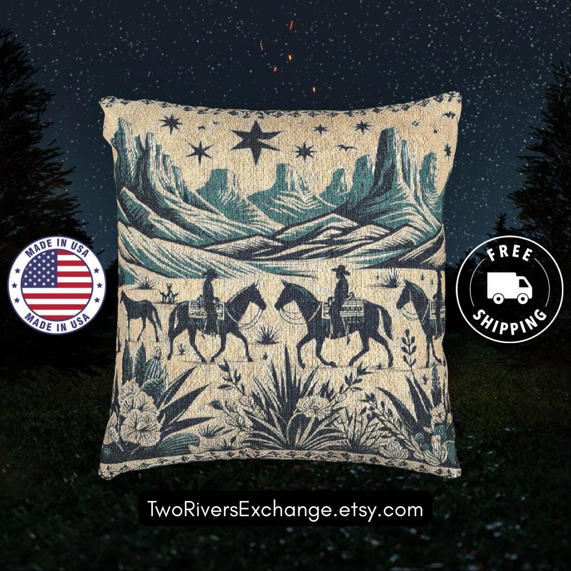 Coussin Décoratif Western Show Oversize 34x42 - Gris Et Or Rose - Laine - Neuf Sous Emballage Hannah's Custom Creations