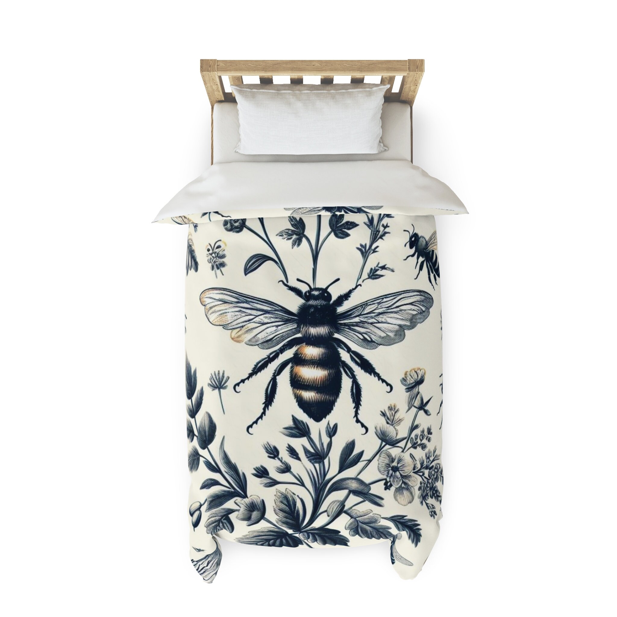 Honey Bee Kingdom Toile Duvet Cover, Twin, Queen, King, Studio, Super