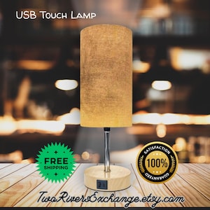 Harvest Gold Table Lamp: Touch Control, USB Charging, Bedroom Decor