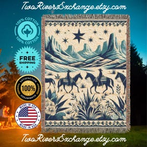 Cowboy Blanket, Western Desert Stars Woven Blanket | Boho Cowboy Decor, Cozy Throw for Evenings, Unique Gift, Cowboy Tapestry Blanket