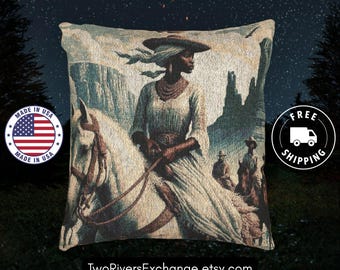 American Beauty Woven Throw Pillow, Rustic Western Cowgirl Decor