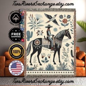Horse Thief Mesa Woven Blanket, Cowboy Decor, Chunky Blanket, Throw Blanket, Western Tapestry, Throw Blanket, Tapestry Blanket, Cowgirl