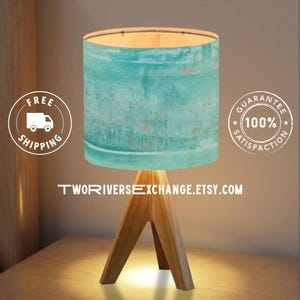 Blue Lamp, Blue Patina Tripod Table Lamp, Bedside Lamp, Desk Lamp, Dorm Decor, Coastal Décor, Perfect Nursery Lamp, Unique Gift