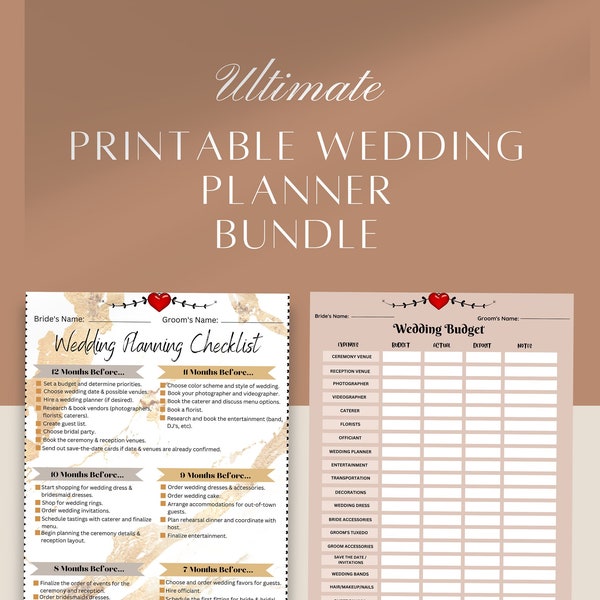 Wedding Planning Checklist | Wedding Checklist Printable | Wedding Planning Pages PDF | Wedding Timeline| Bride Checklist | Instant Download