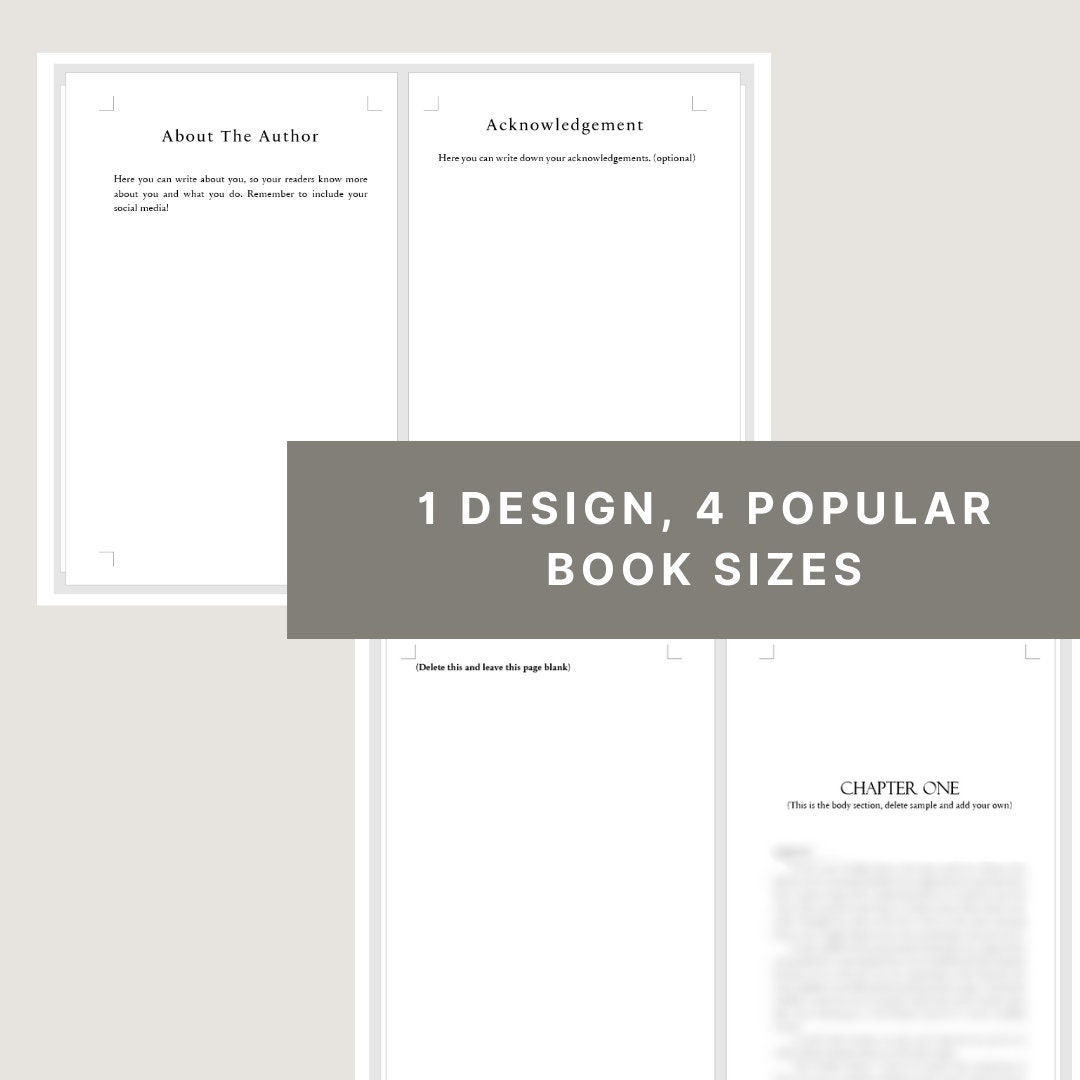 MS Word Book Template for KDP. Fiction Self Publish Help Guide. One Simple, Easy Design and Four