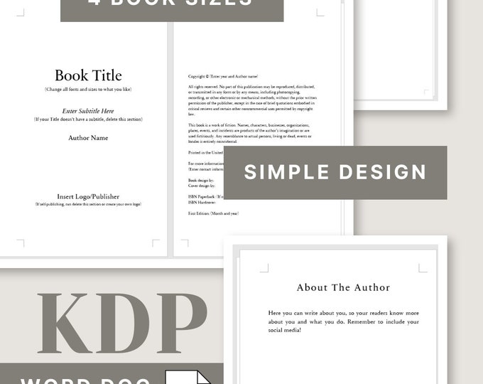 MS Word Book Template for KDP Fiction Self Publish Help Guide One