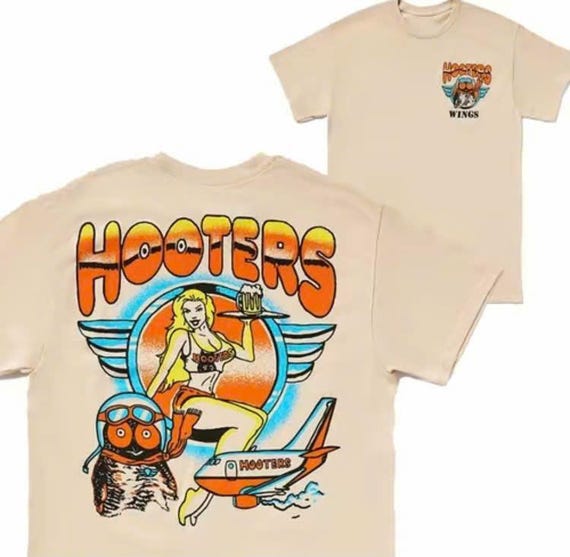 Vintage 90s Hooters Wings T-Shirt, Classic Cotton Menswear Top