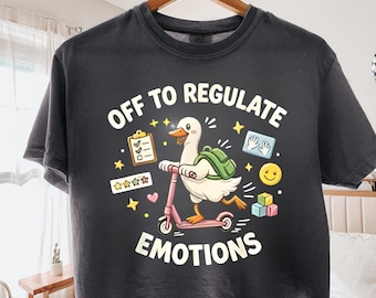 Sudadera con estampado de ganso para regular las emociones, camiseta con estampado de pájaro en scooter de café, regalo divertido sobre salud mental, sudadera con capucha para una pausa terapéutica, regalo para amantes de los animales
