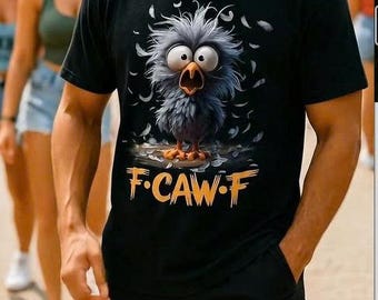 Funny Rooster Cartoon F-CAW-F Sweatshirt, Crazy Chicken Graphic Hoodie, Comfort Colors Farm Humor T-shirt