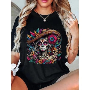 De Los Muertos La Catrina Day of The Dead Sugar Skull Women Sweatshirt, Catrina Sugar Skull Colorful Hoodie, Mexican Day of the Dead Tee