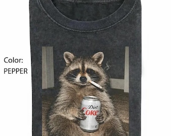 Unhinged Raccoon T-Shirt, Funny Smoking Diet Coke Tee