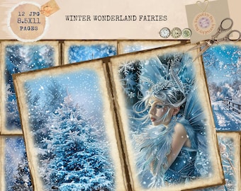 Afdrukbaar Junk Journal, Winter Wonderland Journal, Christmas Fairy Journal Papers, Fairy Junk Journal, Winter Junk Journal, Digi Kit