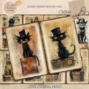 Insolites chats minables sur un carnet de voyage, pages pour chats, chats sur un carnet de voyage, carnet pour les amoureux des chats, kit digi, journal imprimable