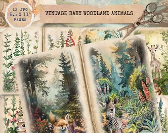 Journal indésirable à imprimer, journal animaux de la forêt, papiers pour journal des bois, journal animaux indésirables, journal indésirable vintage, kit digi, travaux manuels en papier