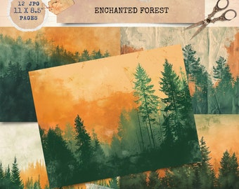 Junk Journal Printable, Enchanted Forest Junk Journal , Junk Journal Digi Kit, Digital Crafts, Forest Junk Journal, Printable Journal