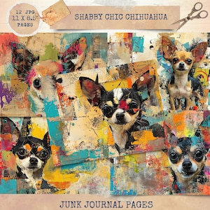 Junk Journal Printable, Chihuahua Junk Journal, Shabby Chic Journal Papier, Junk Journal Hund, Vintage Junk Journal Digi Kit, Digital Crafts,