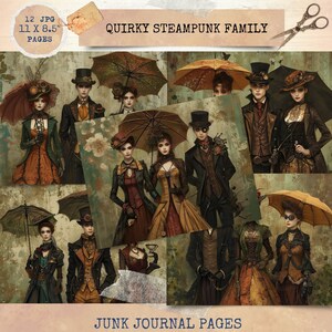 Junk Journal Printable, Quirky Family Vintage Journal Papers, Steampunk Junk Journal, Vintage Junk Journal Digi Kit, Digital Crafts,