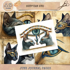 Journal indésirable imprimable, Egypte oeil de chat, papiers de journal vintage, journal indésirable oeil égyptien, kit digi de journal indésirable, journal imprimable