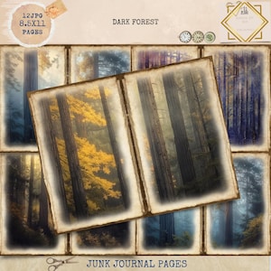 Junk Journal Printable Dark Forest Junk Journal, Enchanted Forest Junk Journal Papers, Forest Junk Journal, Vintage Dark Forest Ephemera