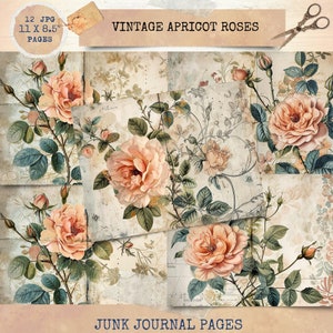 Diario basura imprimible, diario basura vintage de rosas, kit digital de diario basura, manualidades digitales, diario basura de jardín de rosas, diario imprimible