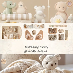 Diário de bebê neutro para quarto de bebê, pacote para impressão, 12 peças para decoração de bebê, itens efêmeros para combinar, artesanato em papel, 11 x 8,5, pasta para quarto de bebê