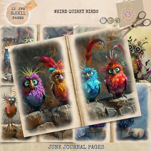 Sonderbares Vogel Junk Journal, Vogel Seiten, Lustige Vögel Junk Journal, Vogel Liebhaber Junk Journal, Digi Kit, Printable Journal, Digital Craft
