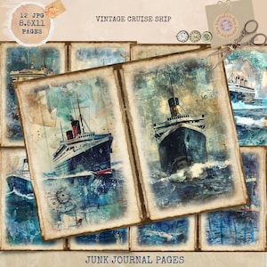 Journal de jonque imprimable, vintage bateau de croisière, papiers de journal de jonque de bateau de croisière vintage, journal maritime, album de scrapbooking souvenir