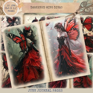 Junk Journal zum Ausdrucken, Gothic Fairy Junk Journal, Schmetterling Mädchen Journal Papiere, Dark Fantasy Junk Journal, Digi Kit, Papiermodelle
