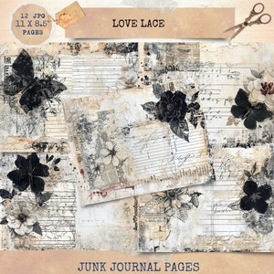 Junk Journal Printable, Lace Vintage Journal Papers, Romance Junk Journal, Vintage Junk Journal, Digi Kit, Digital Crafts, Wedding Journal