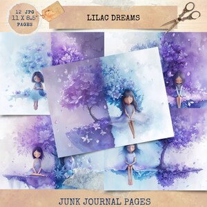 Junk Journal Printable, Lilac Dreams, Journal Papers, Lavender Junk Journal ,Lilac Dreams Junk Journal Digi Kit, Digital Crafts
