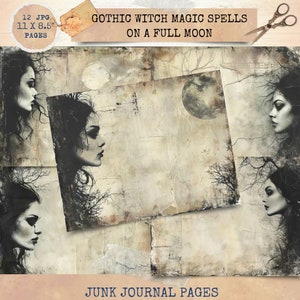 Gothic Junk Journal, Vintage Pages, Moon Junk Journal , Witch Junk Journal, Digi Kit, Printable Journal, Digital Crafts, Witch Ephemera