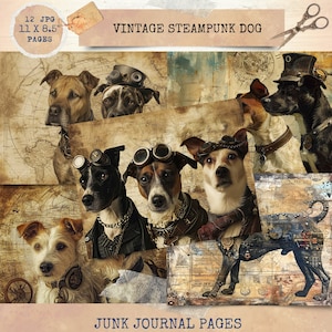 Diario basura imprimible, diario basura steampunk, papeles de diario, diario basura de perros, kit digital de diario basura vintage, manualidades digitales