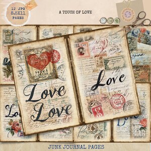 Afdrukbaar ongewenste dagboek, vintage liefdesdagboekpapier, liefdesnotities ongewenste dagboek, liefde afdrukbare ongewenste dagboek Digi Kit, digitale ambachten