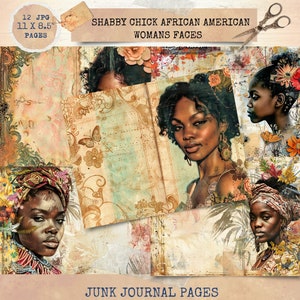 Junk Journal Printable, Afroamerikaner, Shabby Chic Journal Papiere, Afrikanische Frau Junk Journal, Digi Kit, Printable Journal,