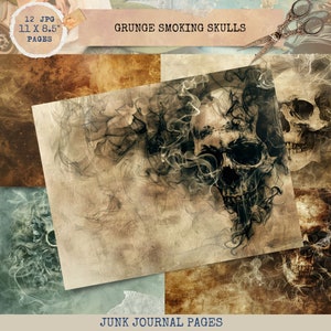Junk Journal Printable, Gothic Skulls, Vintage Journal Papers, Skull Junk Journal, Vintage Junk Journal Digi Kit, Digital Crafts