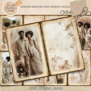 Diario di coppia stampabile, diario di coppia, carta per diario di matrimonio boho afroamericano, diario di coppia a colori, kit digitale