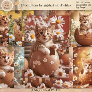 Journal indésirable imprimable, chaton en papier marron coquille d'oeuf, journal indésirable de Pâques, kit digi de journal indésirable bébé chaton, journal imprimable